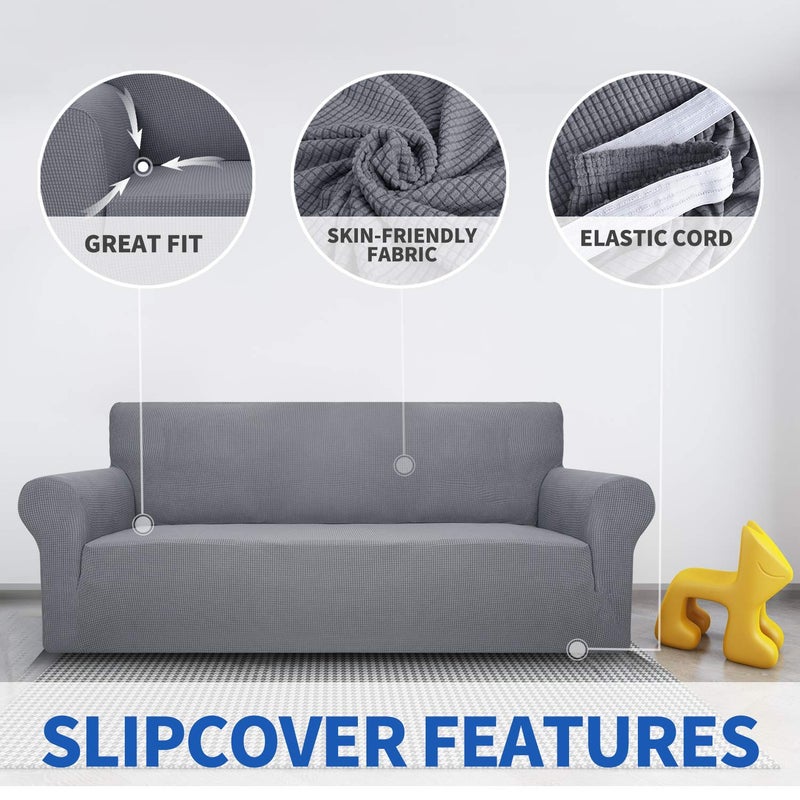 MAXIJIN Stretch Chair Cover Chair Slipcovers with Arms, 1-Piece Couch Sofa Chair Covers for Living Room, Non Slip Armchair Cover (31"-46") Furniture Protector Dogs Pet Friendly (Chair, Light Grey) - Image 5